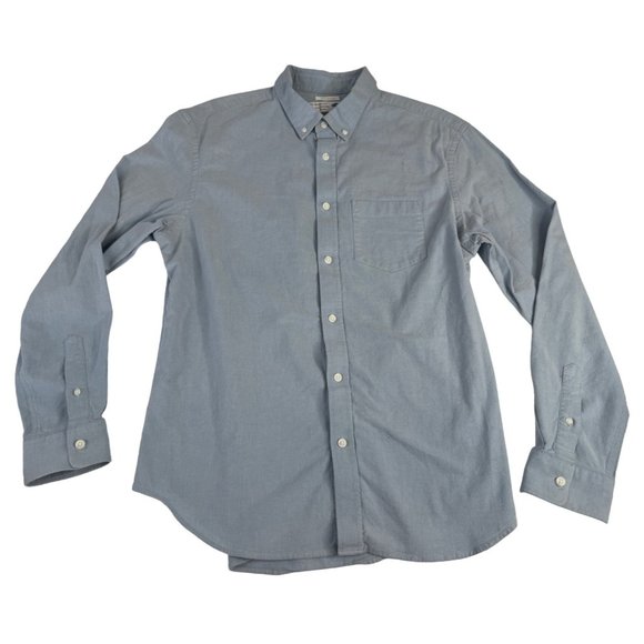 Old Navy Men's Button Down Shirt Slim Fit Oxford Stretch L Blue Cotton Spandex - Picture 1 of 8